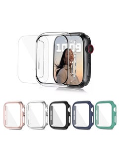 اشتري Matte Watch Cover for Apple Watch 45mm Case with Screen Protector (Pack of 6) Protective cover - Clear/Black/Green/Midnight Blue/Silver/Gold في الامارات