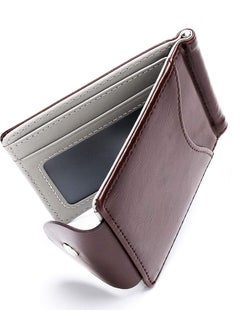 اشتري Men's Wallet  Men's Wallets Minimalist Man Card Holder Money Clip  Double Fold Slim Genuine Purse في الامارات