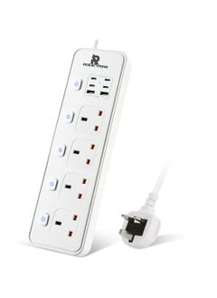 Buy Power Strips Extension Cord 4 Sockets Universal Plug Adapter with 4 USB C & 2 USB A Ports Surge Protector Charging Socket with 1.8M Bold Extension Cord (White) in Saudi Arabia