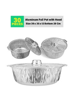 Buy 30-Pcs Disposable Aluminum Foil Pot with Hood 39cm in UAE