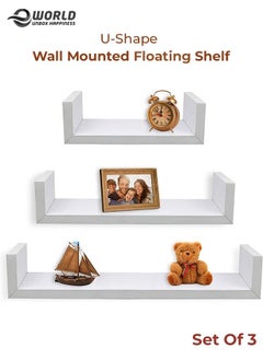 Buy Set of 3 Wall Mounted Floating Shelf for Decorative and other Stuff in UAE