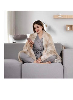 Buy Luxury Faux Fur Throw Blankets Winter Beds sofa Blanket Double Layer Fluffy Soft Warm Home Decor Imitated Faux Fur Mink Blanket 12 in UAE