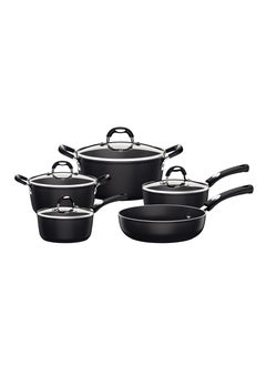 Buy Monaco Induction Ready 9 Pieces Black Aluminum Cookware Set with Interior and Exterior Starflon Premium Nonstick Coating in UAE