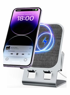 Buy Wireless Charger 15W Fast Wireless Charging Ultra-Thin Aluminum Alloy Cell Phone Stand for iPhone 14/13/12/11/X/8 Series Samsung Motorola OnePlus Pixel in Saudi Arabia