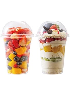 Buy 25 Sets of 12 oz Clear Plastic Cups with Dome Lids for Parfait, Dessert, Pudding, Cupcake, and Drinking Parties in Saudi Arabia