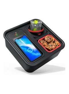 Buy Cup Holder Tray with Wireless Power Bank, Sofa Caddy with Self Balancing Cup Holder & Snack Cup, Sofa Armrest Table Tray, Couch Storage Organizer for Living Room, Car, Game, USB A+C Port in Saudi Arabia