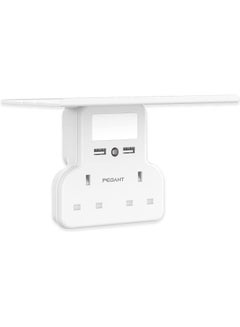 Buy 2 Way Multi Plug Extension Power Adapter with 2 USB, Night Lamp and Shelf in UAE