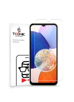 Buy Techie HD Tempered Glass Screen Protector For Samsung Galaxy A14 5G Anti Reflection Anti Bubbles 9H Hardness 0.2 mm Rounded Edges Easy Installation in Saudi Arabia