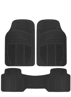 Buy Anti Skid Rubber Car Floor Mat for All Weather Protection Heavy Duty Floor Mat 3 Pieces in Saudi Arabia