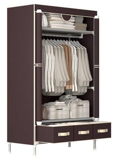 Buy Portable Wardrobe, Large Closet Organizer with 3 Drawer Boxes, Clothes Storage Cabinet for Bedroom, Living Room (Brown) in Saudi Arabia