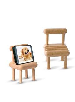 Buy SYOSI 2Pcs Wooden Cell Phone Stand Wooden Mobile Phone Stand for Desktop Bedside Phone Holder Portable Mobile Tablet Holder Mini Creative Chair Shape Mobile Phone Holder Desktop Decor in Saudi Arabia