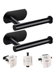 Buy Toilet Paper Holder Self Adhesive Bathroom Paper Towel Roll Holder Wall Mount, SUS 304 Stainless Steel(Black-2pcs) in Saudi Arabia