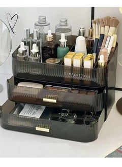 Buy Acrylic Makeup Organizer With Stackable Drawers, Bathroom Vanity Organizers And Storage, Ideal For Desk And Dresser Countertops, Great For Cosmetics, Skincare, Lipsticks(Organizer+2Drawers) in Egypt