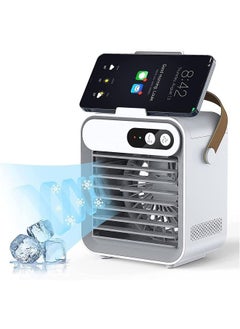 اشتري Portable Air Conditioner, Mini Evaporative Cooler, Personal Table Fan with Cell Phone Stand/Holder, 3 Speeds 2400 mAh Battery, for Room and Office في السعودية