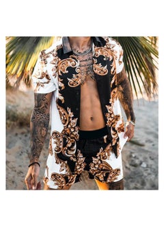 Buy Men's Shirt Casual Loose Shorts Beach Suit in Saudi Arabia