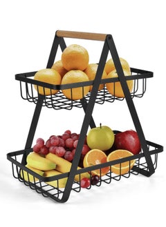 Buy 2-Tier Metal Countertop Modern Fruit Basket Storage, Vegetable Storage Rack, Bread Display Stand, Tabletop Fruit Basket, Kitchen Storage Organizer shelf in Saudi Arabia