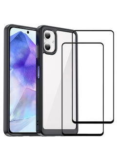 Buy [1+2 Sets] For Samsung Galaxy A06 Case & Screen Protector Transparent Frame Protective Cover with 2 Tempered Glass Screen Protector in Saudi Arabia