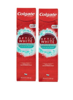 Buy 2 Piece Set Optic White Clay and Minerals Remove Stains and Restore Natural Whiteness Mint 2X75 ml in Saudi Arabia