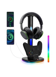 Buy XICEN Controller Charger with RGB Headphone Stand for Xbox Series X|S/One/One X/One S, XSX Controller Charger Station with 2 USB Charging Ports, Headset Stand for Xbox Charging Station Dock, Black in UAE