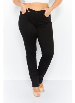 اشتري Women Straight Leg Plain Stretchable Jeans, Black في السعودية