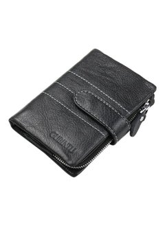 اشتري Three-Fold Multi-Card Long Leather Wallet Black في الامارات