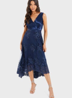 Buy Surplice Neck Embroidered Dress in UAE