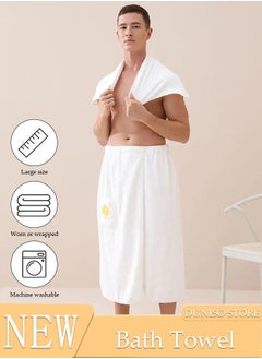 Buy Men's Bath Wrap Towel Spa Robe with Pocket Adjustable Sauna Towels Wearable Body Wrap Towel Water Absorbent Quick-Drying Microfiber Shower Bath Towel in Saudi Arabia