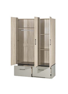 اشتري Fusion 3-Door Wardrobe With 2 Drawers For Hanging Clothes Extra Sturdy Rack Storage Organiser Modern Design Space Saving Cabinets For Bedroom - Sonoma Oak & Light Grey في الامارات