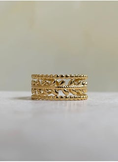 Buy Roman Goddess Leaf Adjustable Ring- Gold in UAE