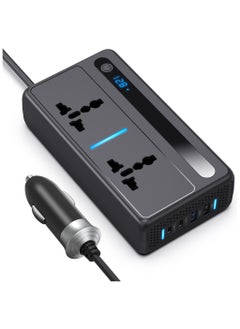 اشتري محول طاقة السيارة 200 وات، DC 12V/24 فولت إلى 220 فولت مع 2 USB و 2 من النوع C، محول محول شاحن السيارة مع مفتاح وشاشة LED الحالية، مناسب للسيارات، سيارات الدفع الرباعي والشاحنات في الامارات