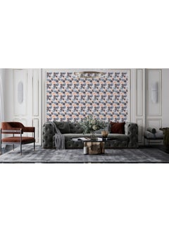 اشتري Modern Traditional Geometric Shapes Retro Vintage Fabric Wallpaper Covers An Area ​​Up To 4.2Mx3M With Adhesive And Smoothing Tool في مصر