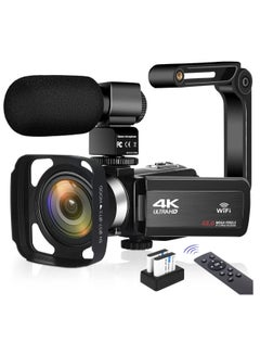 Buy 4K 48MP WiFi Digital Video Camera Touch Screen High-definition Digital Camera Video Recorder Microphone Handheld Stabilizer With 2 Batteries 32GB SD cards in Saudi Arabia