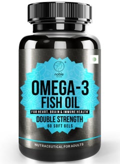 اشتري زيت السمك أوميغا 3 ذو القوة المزدوجة - مكمل زيت السمك مع الأحماض الدهنية EPA وDHA - دعم القلب والدماغ والمناعة للرجال والنساء - 1000 مجم، 60 كبسولة هلامية في الامارات