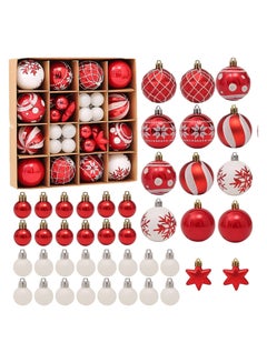 Buy 42 Piece Red and White Christmas Balls Tree Decoration Ornaments in UAE