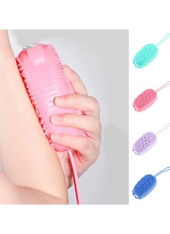 Buy Soft Silicone Body Scrubber Massage Brush - Exfoliates Dead Skin, Cleanses and Moisturizes Skin - Skin-Friendly and Comfortable - Perfect for Bath and Shower - Pink in UAE