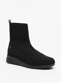 Buy Women's Textured Slip-On Ankle Boots in Saudi Arabia