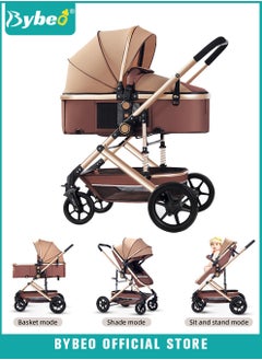 اشتري 3-In-1 Lightweight Stroller, Multifunctional Travel Cabin, One-Hand Folding Baby Strollers for Newborn, Infant, Babies, Kids with Dinner Plate, Cooling Mat, Mosquito Net and Other Accessories في الامارات