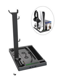 Buy PS5 Touch Screen Vertical Cooling Stand for PS5 Digital Edition/Ultra HD Console Charging Station Dock with PS5 Headset Holder and 15 Game Slots in UAE