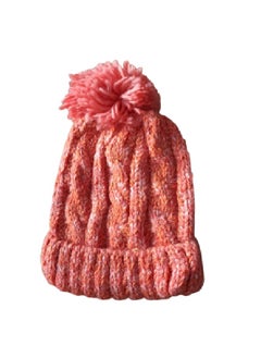 Buy The winter ice cap is made of durable, high-quality wool threads. It is lined from the inside in a way that makes you feel warm in a wonderful way. It is equipped with a ball of wonderful wool threads(Pink-Orange) in Egypt