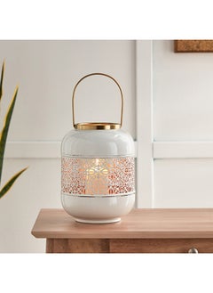 Buy Verve Metal Cutwork Lantern with Handle 19 x 24.5 x 17.5 cm in UAE