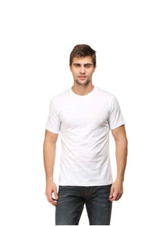 Buy White Men's Half Sleeve Round Neck Cotton Tshirt in UAE