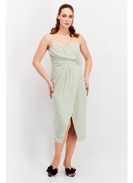 Buy Women Straight Across Strapless Bridesmaid Dress, Sage Green in UAE