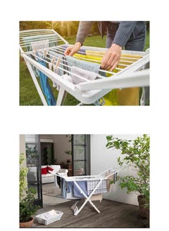 Buy White Crescent and Star Rattan Foldable Indoor Clothes Drying Rack 180*109 cm in Saudi Arabia