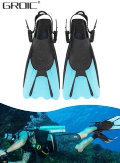 Buy Snorkel Fins Swim Fins Open Heel, Adjustable and Light Diving Fins Buckles Open Heel Swim Flippers with Good Thrust, Travel Size Short Flippers for Snorkeling Swimming Adult Unisex in UAE