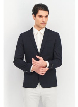 Buy Men Regular Fit Windowpane Formal Blazer, Dark Navy in UAE