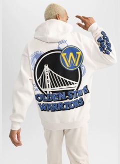 Buy Man NBA Golden State Warriors Licenced Oversize Fit Hooded Long Sleeve Knitted Sweatshirt in UAE