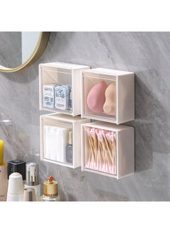 Buy 4 Pcs Wall Mounted Bathroom Storage Box White 8.5*4.5*8.5cm in UAE