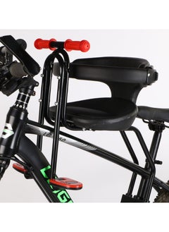 Buy Black Bicycle Front Safety Seat for Kids with Handrail and Foldable Pedal in UAE