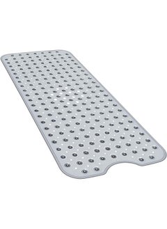 اشتري Bath Tub Shower Mat 40 x 16 Inch Non-Slip and Extra Large, Bathtub Mat with Suction Cups, Machine Washable Bathroom Mats with Drain Holes, Clear Gray في السعودية