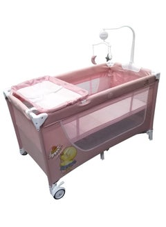 Buy Baby Playpen Two Layers With Toys 27-612P,Pink in Saudi Arabia